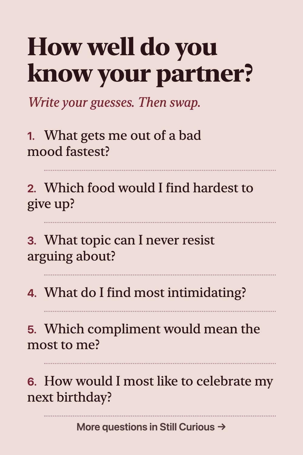 How Well Do You Know Your Partner? 6 Question Couples Quiz